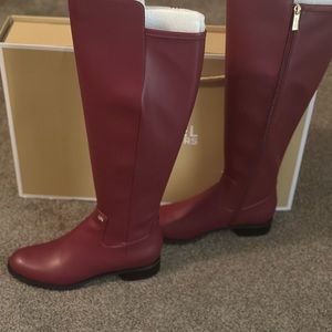 Michael Kors Red Faux Leather Boots Size 8.5